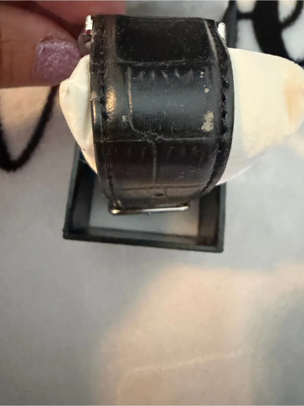 Vernier Men's Black Leather Watch with NYC skyline very unique